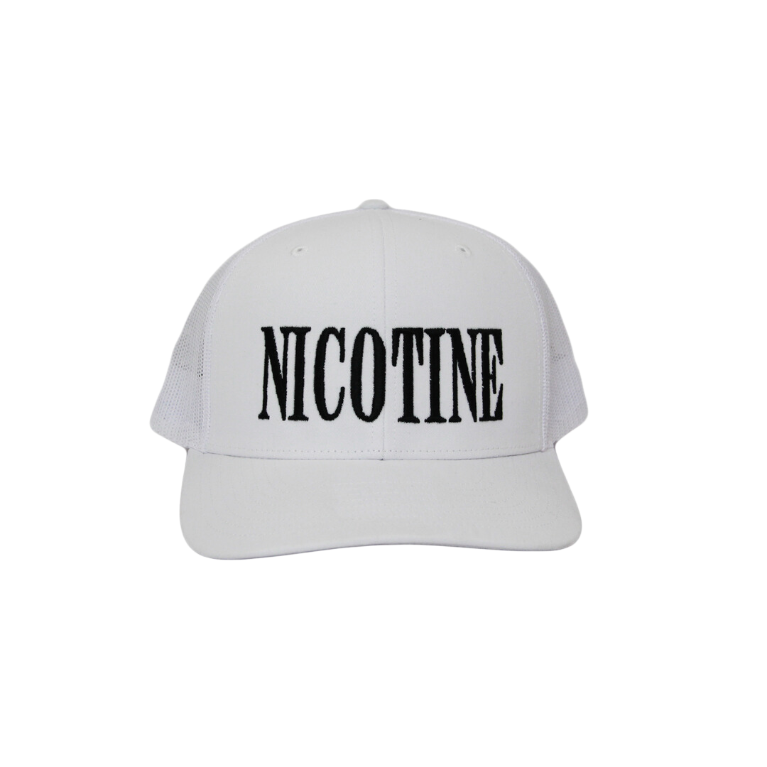 White Trucker Nicotine Hat